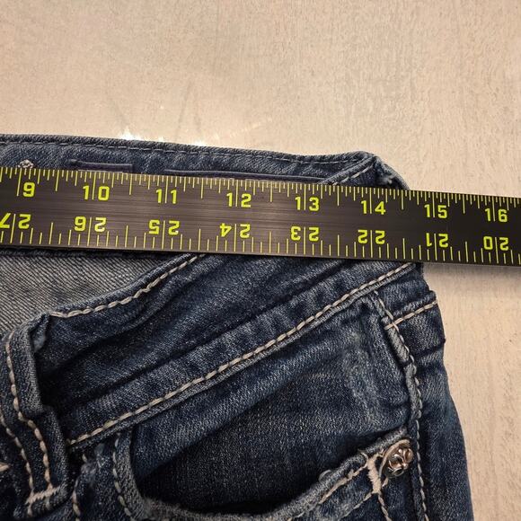 Miss Me Women's Boot Denim Jeans Cross Embellished Y2K Grunge SZ 29 Flap Pockets - Picture 8 of 10